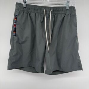WOWIE Gray Aztec Trim Swim Trunks Shorts Men's Large Elastic Waist Drawstring